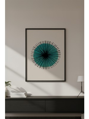 Huhuli Ahşap Siyah Çerçeveli Geometrik Desenli Tablo HUHU631