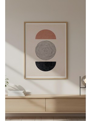 Huhuli Ahşap Çerçeveli Soyut Geometrik Desenli Tablo HUHU624