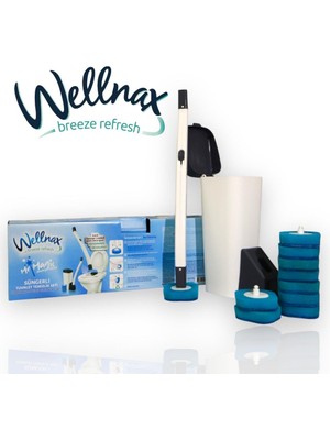 Floria Wellnax Breeze Refresh Süngerli Tuvalet Temizleme Seti – Değiştirilebilir Başlıklı, Hazneli, 10 Yedek Sünger Hediyeli Klozet Fırçası Seti