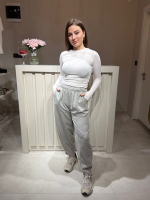 A.T. Kids-Women Kadın Yüksek Bel Lastikli Rahat Kesim Jogger Pantolon