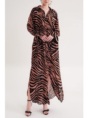 Societa Desenli Bağcık detaylı gömlek elbise 94564