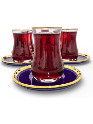 Sudedi Home Gerçek Altın Yaldızlı Çay Bardağı Seti 6 Kişilik