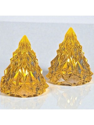 Butik Center 7x8 cm  2'li Kristal LED Çam Ağacı Mum Alevli Yapay Mum Pilli Yılbaşı Buzdağı LED Işık Abajur