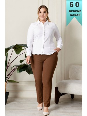 Elmas Tesettür Kadın Tesettür Giyim Büyük Beden Rivetli Zımbalı Scuba Pantolon