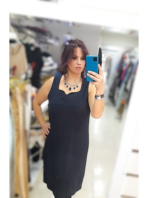 Boutique Bade Siyah Keten Elbise