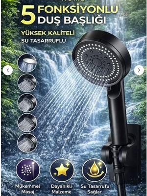 Floria 5 Fonksiyonlu Duş Başlığı | Yüksek Basınçlı, Su Tasarruflu, Masaj Etkili, Dayanıklı Duş Başlığı