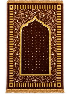 Manolyaşal İslamic Hijab Kadife Seccade 110X70 cm – Yumuşak Dokulu, Dodya Iplik Işlemeli