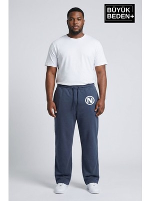 Superlife Erkek Büyük Beden N Logo Baskılı Rahat Kesim Paça Reçme Ince  Eşofman Altı SPR26EA952-4