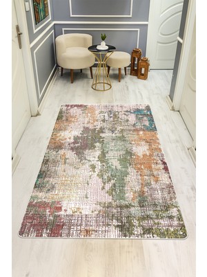 Dolce Mariee Eskitme Desenli Dijital Baskı Kaymaz Taban Halı H0074