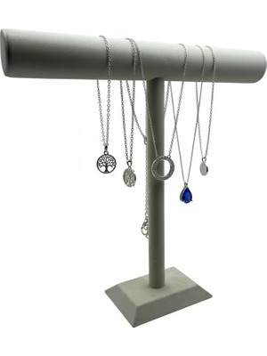 Megass Dekor Süet Kaplama Krem Renk Uzun 50/40 cm Kolye -Tesbih Sergileme Standı