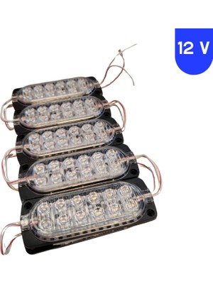 Powerr Led Aydınlatma 10 Adet 12 Volt 2.4 Watt 12 Smd Ledli Animasyonlu Kırmızı - Mavi Çakar Modül