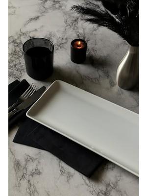 PremiumPort Şık Dikdörtgen Sunum Tabağı, 35X15 Cm, Amblemli, Tavuk Dünyası Tarzı