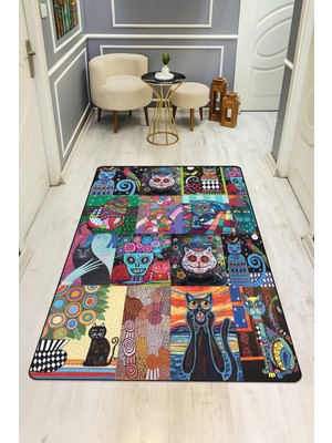 Dolce Mariee Etnik Desenli Dijital Baskı Kaymaz Taban Halı H0290