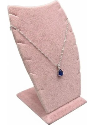 Megass Dekor Dubai Model Süet Kumaş Pembe Renk 12/8 cm Kolye - Zincir Ayaklı Stand