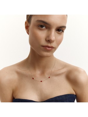 Aja Cuore Rosso Kolye | 14 Ayar Altın