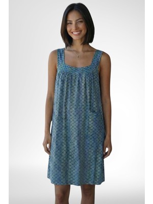 Markalinda Desenli Askılı Kadın Elbise 2201