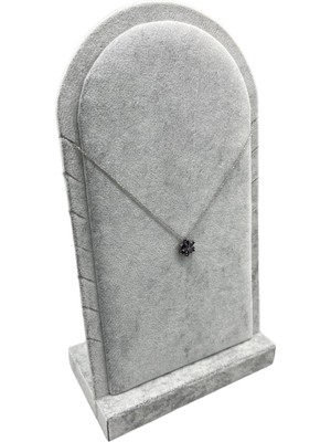 Megass Dekor Batum Model Süet Kumaş Gri Renk 26/15 cm Ayaklı Kolye Sergileme Standı