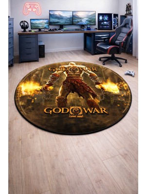 Emiroğlu God of War PS2 CD Tasarımlı Halı – Kaymaz Taban, Süngerli Yüzey, Makinede Yıkanabilir