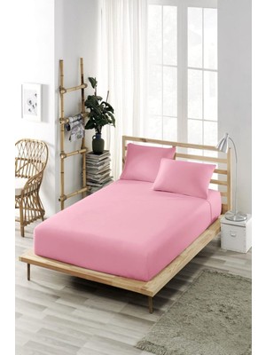 Tek Kişilik Yastıklı Çarşaf Takımı 100X200 Ranforce Pembe