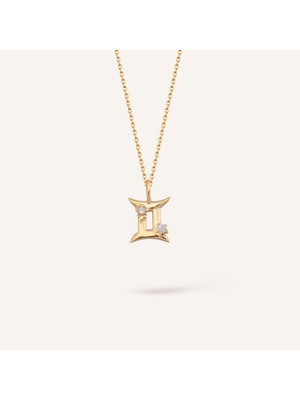 Aja Gemini - Ikizler Burcu Kolye | 14 Ayar Altın