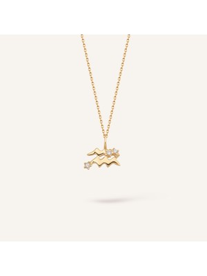 Aja Aquarius - Kova Burcu Kolye | 14 Ayar Altın