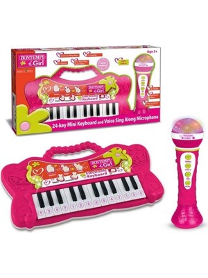 Moresun Buğz Elektronik 24 Tuşlu Mikrofonlu Org Seti Pembe