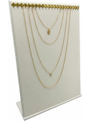 Megass Dekor Süet Kumaş Krem Renk 24/34 cm Tırnaklı Ayaklı Tesbih-Kolye-Zincir Sergileme Standı