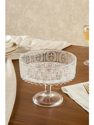 PremiumPort El Yapımı Şeffaf Cam Yuvarlak Ayaklı Sunum Kasesi 19X15 cm