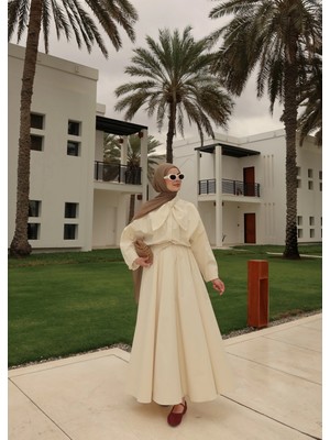 Moda Aksa 5478 Flar Dty Gömlek Takım Vanilya