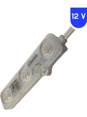 Powerr Led Aydınlatma 100 Adet 12 Volt Samsung 1.08 Watt 3 Lensli Beyaz 2835 Smd LED Modül IP67 1 Paket