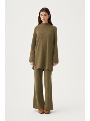 ALLDAY Haki-Pilise Detaylı Pantolonlu Takım