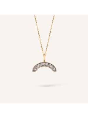 Aja Beyaz Taş Gökkuşağı Kolye | 14 Ayar Altın