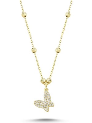 Dorica Toplu Zirkon Taşlı Kelebek Bayan Gümüş Kolye