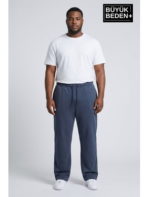 Superlife Erkek Büyük Beden Rahat Kesim Paça Reçme Ar Baskılı Ince Eşofman Altı SPR26EA952-1