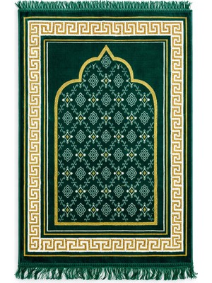 Manolyaşal İslamic Hijab Kadife Seccade 110X70 cm – Yumuşak Dokulu, Dodya Iplik Işlemeli