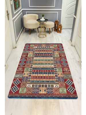 Dolce Mariee Etnik Desenli Dijital Baskı Kaymaz Taban Halı H0287