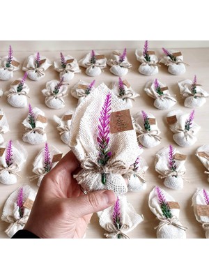 MEKECE Nikah Hediyeliği (50 Adet) Krem Jüt Kese NKS-42K