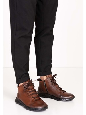 Gondol Erkek Hakiki Deri Hafif Esnek Kaymaz Taban Bot AF.1945 - Kahverengi - 42 Kahverengi