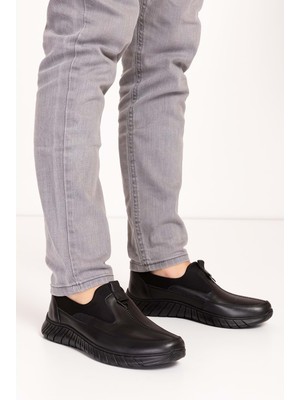 Gondol Erkek Hakiki Deri Hafif Esnek Kaymaz Taban Ayakkabı AF.1956 - Siyah - 45 Siyah