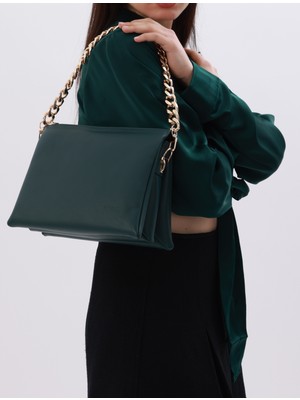 Nuance Kadın Gerçek Deri Omuz Çantası – Altın Renk Aksesuar Detaylı