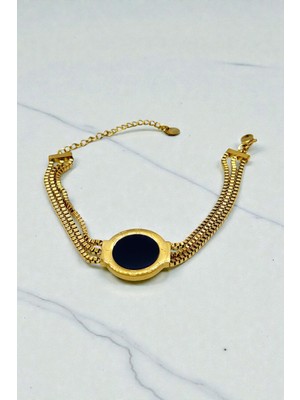 Jewels of Hope Siyah Taş Detaylı Kadın Bileklik 20 cm Paslanmaz Çelik Bileklik