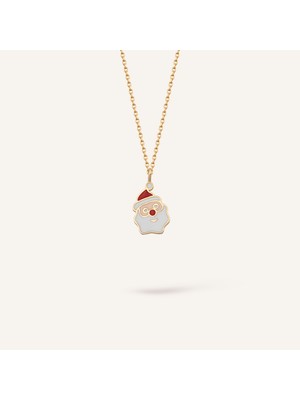 Aja Noel Baba Yılbaşı Temalı Noel Baba Figürlü Altın Kolye