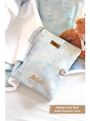 Hamur Kişiye Özel Isim Nakışlı Yenidoğan Düzenleyici Hediye Anne Bebek Bakım Çantası Organizer Solid Ç. Yeşili