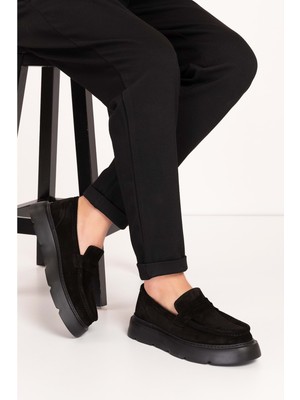 Gondol Içi Dışı Hakiki Deri Hafif Günlük Rahat Ayakkabı SRC.464 - Siyah Süet - 44 Siyah Süet