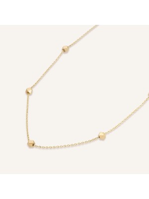 Aja Facora Sıralı Geometrik Motifli Altın Kolye