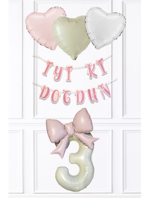 Pekshop Pembe Fiyonk Konsept Doğum Günü Balon Seti SET223