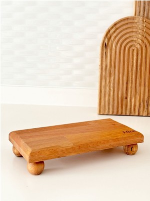 PremiumPort Ahşap Sunumluk Yükseltici, 21CM, Misket Ayaklı, Düzenleyici, Şık Tasarım