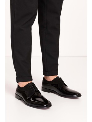 Gondol Erkek Hakiki Deri Klasik Kundura Ayakkabı NY.962 - Siyah Rugan - 41 Siyah Rugan