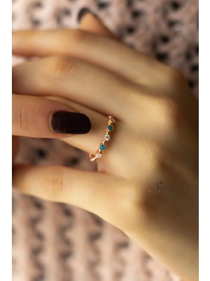 By Barun Ayarlanabilir Yüzük Mavi Beyaz Zirkon Taşlı 925 Ayar Gümüş Yüzük