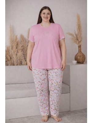 Pemilo Kadın Büyük Beden 2005-4 Kısa Kol Likralı Pijama Takımı